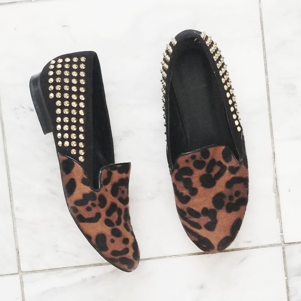 Kelsi Dagger leopard studded loafers